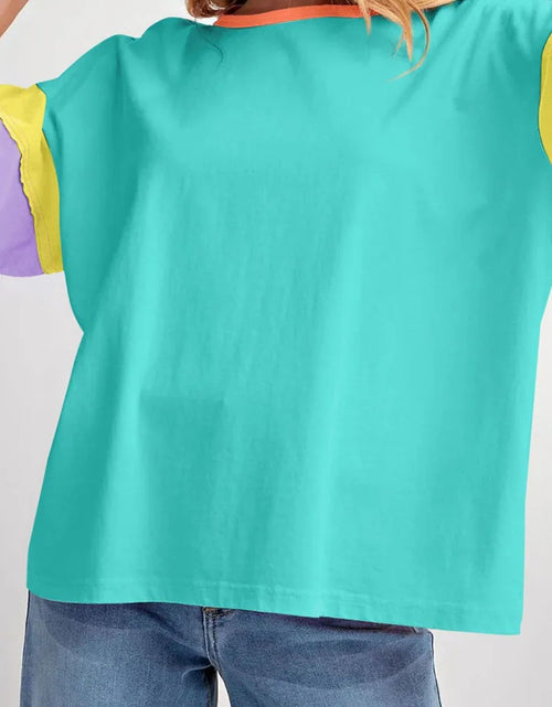 Load image into Gallery viewer, Color Block Round Neck Half Sleeve T-Shirt
