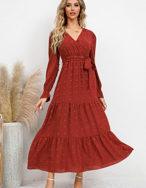 Load image into Gallery viewer, Swiss Dot Tied Surplice Flounce Sleeve Dress

