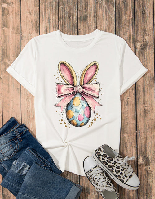 Load image into Gallery viewer, Easter Egg Bow Bunny Ear Graphic T-Shirt
