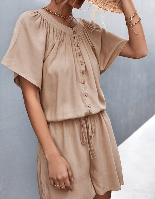 Load image into Gallery viewer, Buttoned Gather Detail Romper
