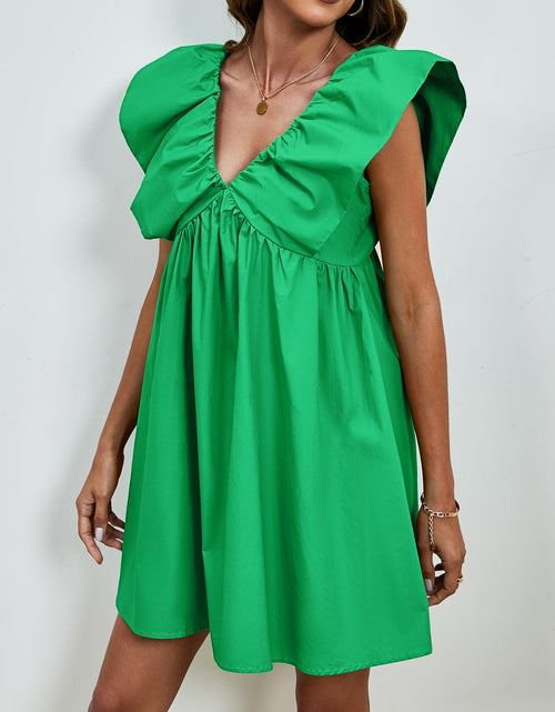 Load image into Gallery viewer, V-Neck Cap Sleeve Mini Dress
