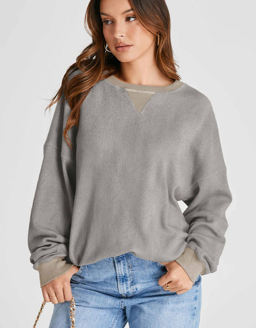 Load image into Gallery viewer, Waffle-Knit Long Sleeve Sweatshirt

