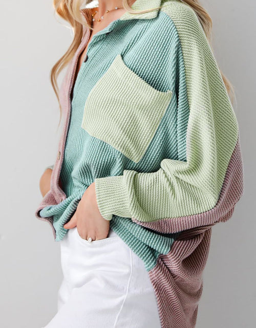 Load image into Gallery viewer, Color Block Corded Button Up Shacket
