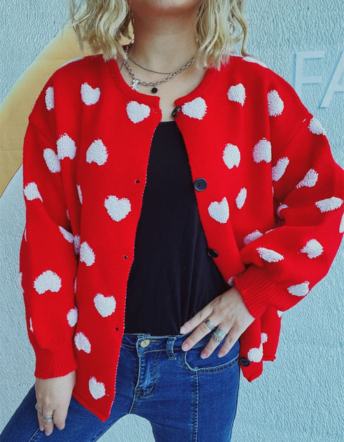 Load image into Gallery viewer, Heart Button Up Long Sleeve Cardigan
