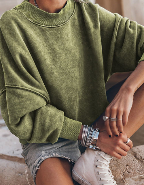 Load image into Gallery viewer, Mock Neck Dropped Shoulder Sweatshirt
