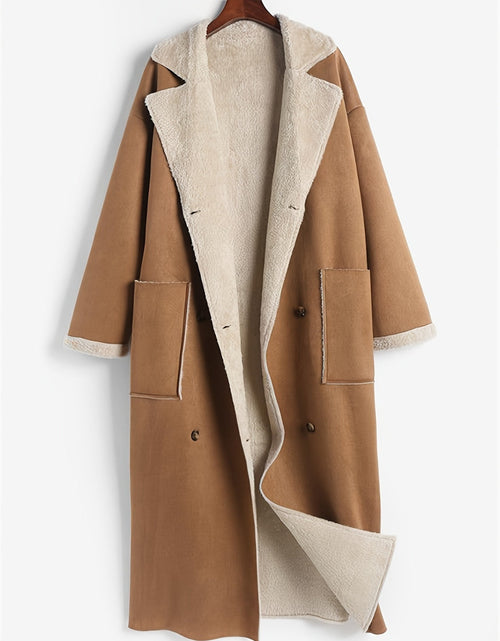 Load image into Gallery viewer, Plus Size Drop Shoulder Sherpa Longline Coat
