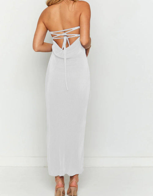 Load image into Gallery viewer, Lace-Up Back Tube Maxi Dress
