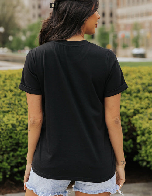 Load image into Gallery viewer, Bow Graphic Round Neck Short Sleeve T-Shirt
