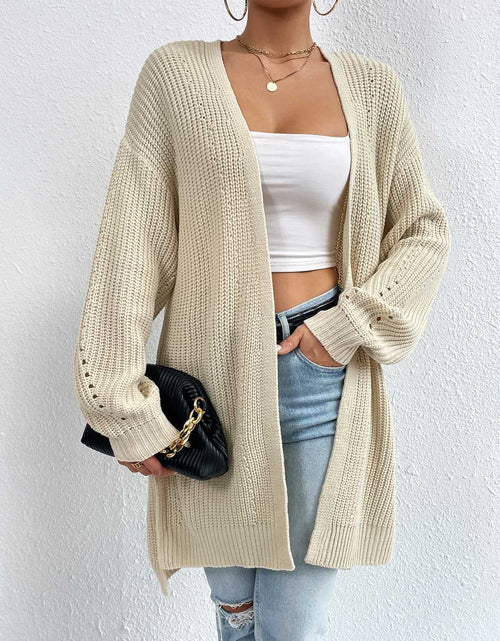 Load image into Gallery viewer, Open Front Dropped Shoulder Slit Cardigan
