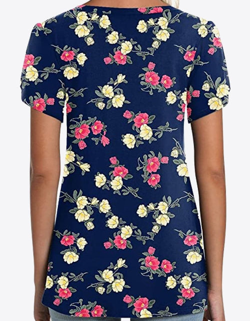 Load image into Gallery viewer, Printed Petal Sleeve V-Neck Blouse

