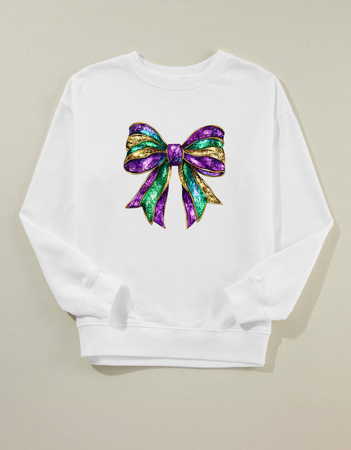 Load image into Gallery viewer, Bow Round Neck Long Sleeve Sweatshirt
