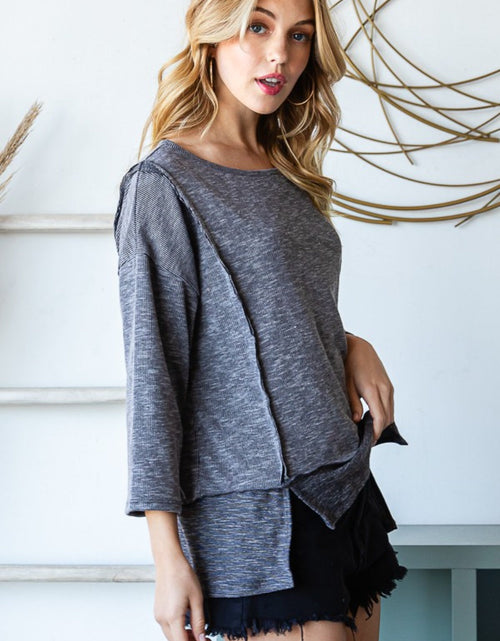 Load image into Gallery viewer, Reborn J Boat Neck Exposed Seam Slit Top
