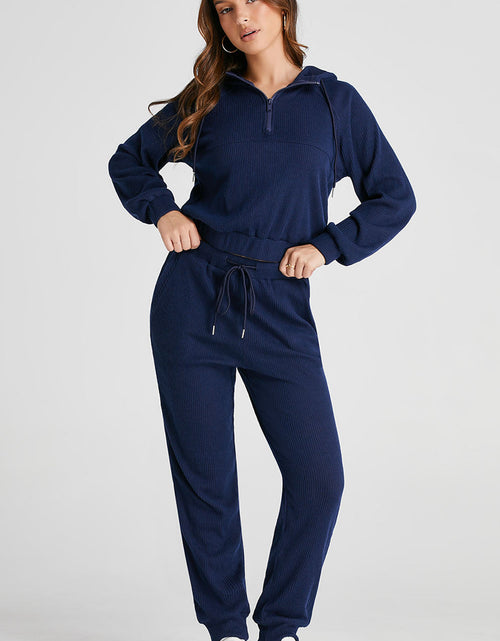 Load image into Gallery viewer, Drawstring Half Zip Hoodie and Joggers Active Set

