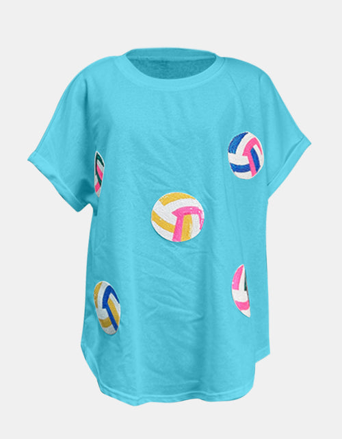 Load image into Gallery viewer, Sequin Round Neck Short Sleeve T-Shirt
