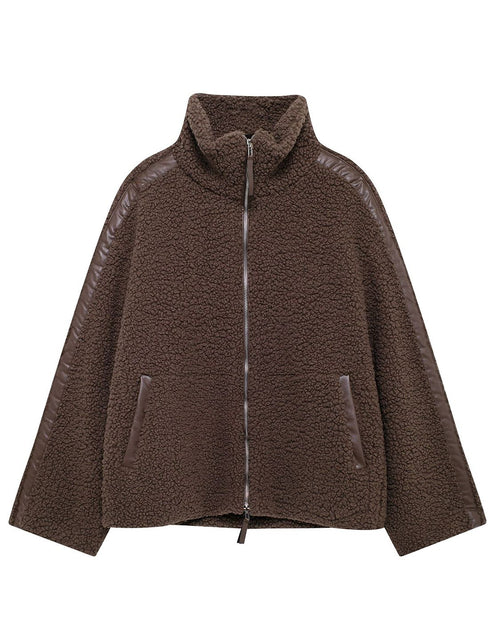 Load image into Gallery viewer, Zip Up Turtleneck Long Sleeve Plush Jacket
