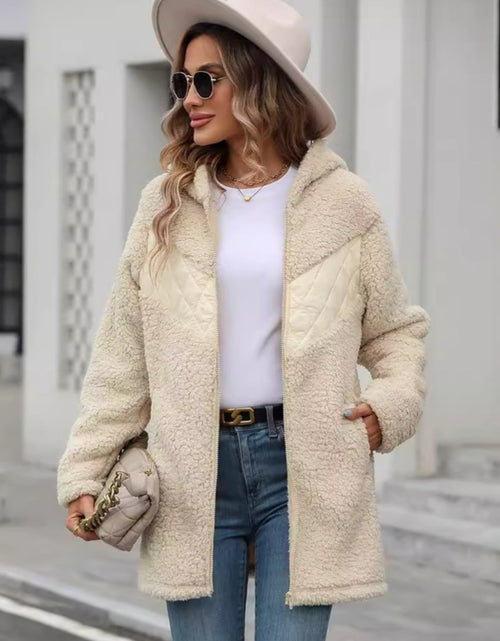 Load image into Gallery viewer, Fuzzy Zip Up Long Sleeve Hooded Jacket

