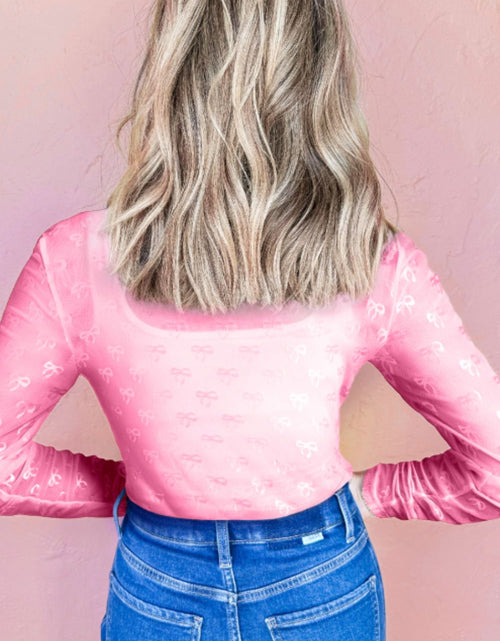 Load image into Gallery viewer, Bow Round Neck Long Sleeve Top
