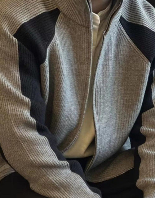 Load image into Gallery viewer, Men's Plus Size Zip Up Long Sleeve Cardigan
