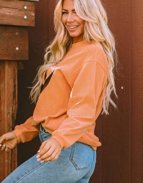 Load image into Gallery viewer, Round Neck Dropped Shoulder Jack-O'-Lantern Graphic Sweatshirt
