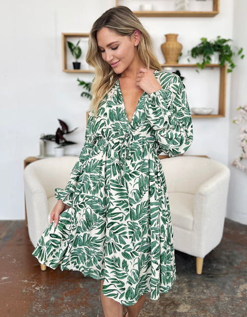 Load image into Gallery viewer, Double Take Full Size Printed Ruched Balloon Sleeve Dress
