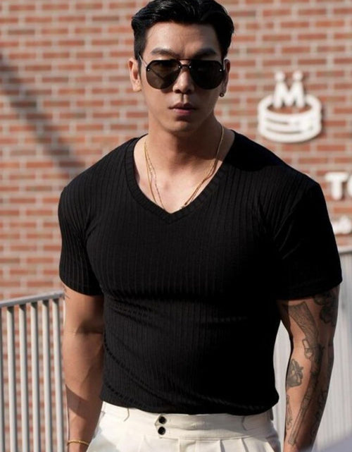 Load image into Gallery viewer, Men's Plus Size V-Neck Short Sleeve T-Shirt
