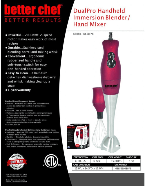 Load image into Gallery viewer, Better Chef 200W DualPro Immersion Blender Hand-Mixer with Cup and Beater by Jupiter Gear Home
