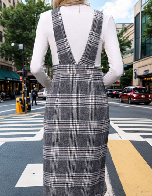 Load image into Gallery viewer, Perfee Pocketed Plaid Overall Dress

