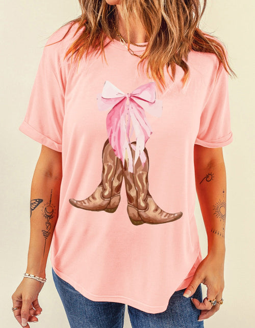 Load image into Gallery viewer, Boots Graphic Round Neck Short Sleeve T-Shirt
