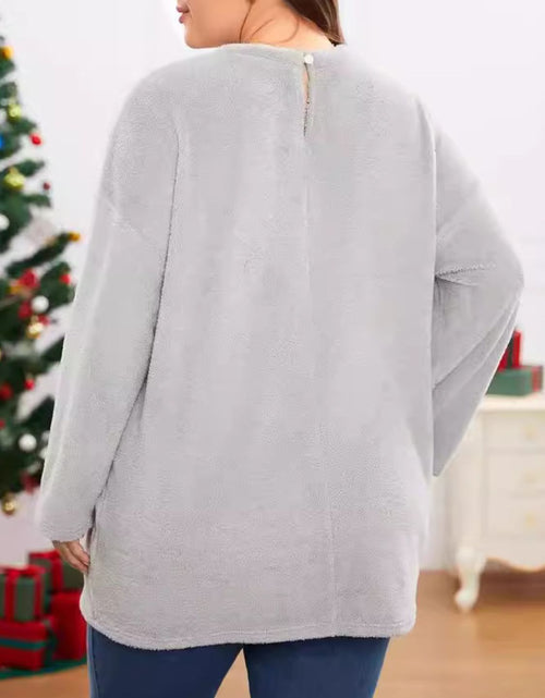 Load image into Gallery viewer, Fuzzy Round Neck Long Sleeve Top
