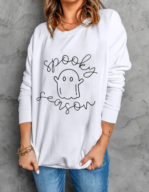 Load image into Gallery viewer, Ghost Graphic Long Sleeve Dropped Shoulder Sweatshirt
