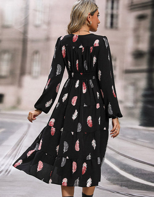 Load image into Gallery viewer, Perfee Printed V-Neck Slit Dress
