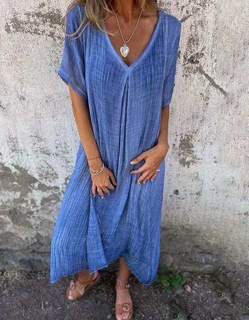 Load image into Gallery viewer, Full Size V-Neck Short Sleeve Midi Dress Plus Size
