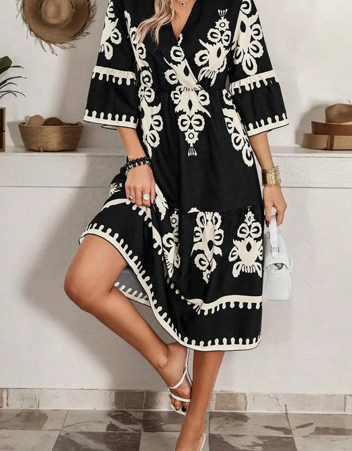 Load image into Gallery viewer, Printed Half Sleeve Knee Length Dress
