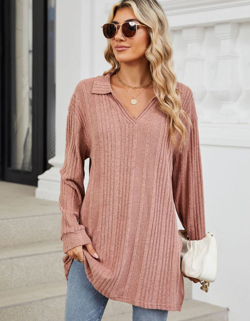 Load image into Gallery viewer, Slit Johnny Collar Long Sleeve T-Shirt
