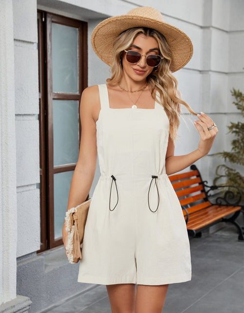 Load image into Gallery viewer, Drawstring Wide Strap Romper with Pockets
