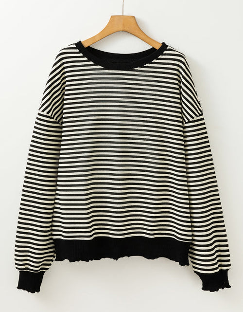 Load image into Gallery viewer, Striped Round Neck Long Sleeve Sweatshirt
