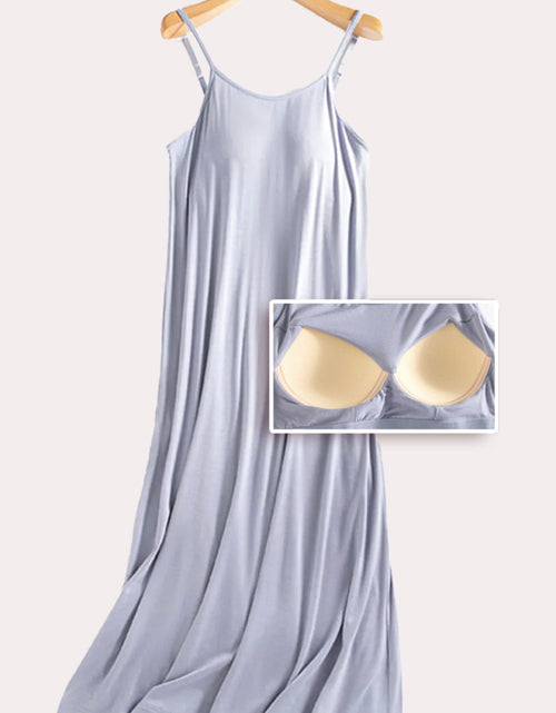 Load image into Gallery viewer, Scoop Neck Midi Cami Dress with Bra
