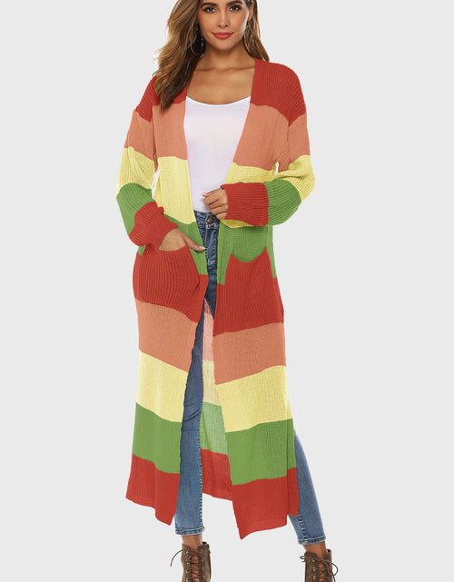 Load image into Gallery viewer, Color Block Long Sleeve Pocketed Cardigan
