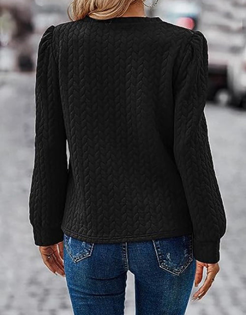 Load image into Gallery viewer, Textured Round Neck Long Sleeve Sweatshirt
