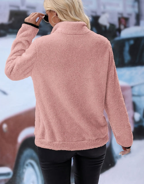 Load image into Gallery viewer, Half Zip Long Sleeve Furry Sweatshirt
