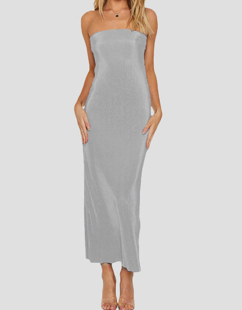 Load image into Gallery viewer, Lace-Up Back Tube Maxi Dress
