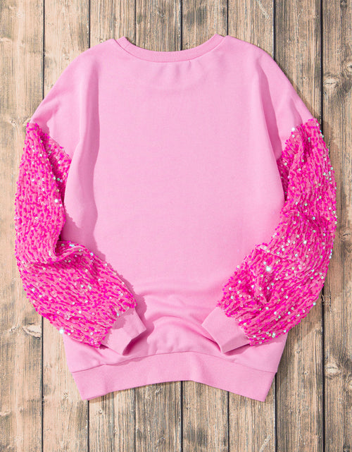 Load image into Gallery viewer, Valentine’s Day Sequin Heart Long Sleeve Sweatshirt

