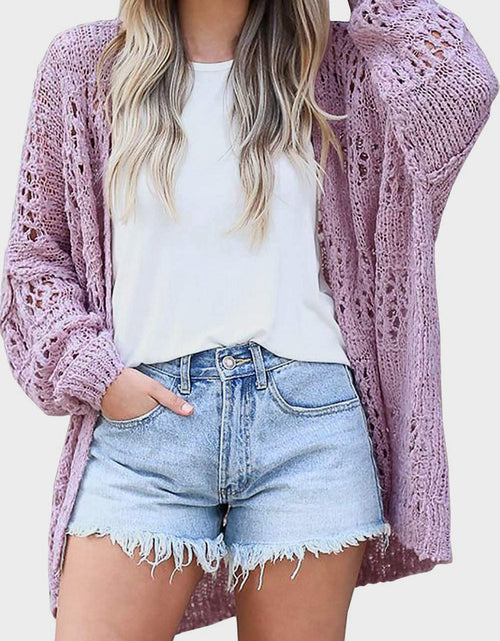 Load image into Gallery viewer, Openwork Open Front Long Sleeve Cardigan
