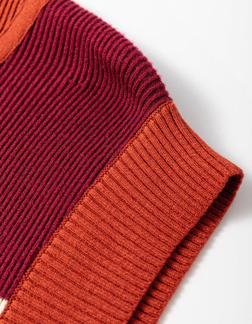 Load image into Gallery viewer, Striped Quarter Zip Cap Sleeve Sweater Dress
