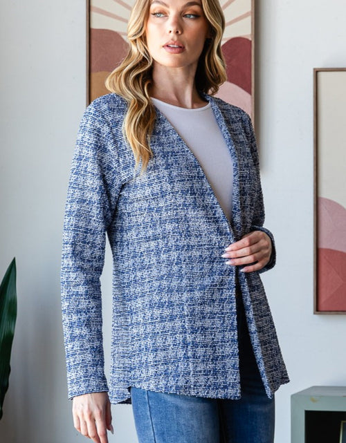 Load image into Gallery viewer, Heimish Full Size Houndstooth Tweed Open Front Blazer
