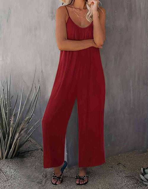Load image into Gallery viewer, Scoop Neck Spaghetti Strap Jumpsuit
