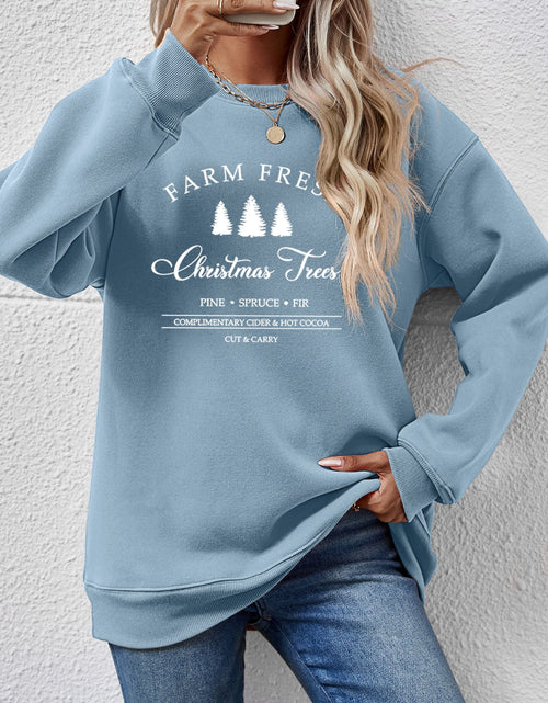 Load image into Gallery viewer, Graphic Round Neck Dropped Shoulder Sweatshirt
