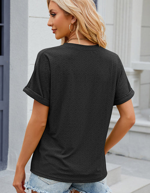 Load image into Gallery viewer, Eyelet Notched Short Sleeve T-Shirt
