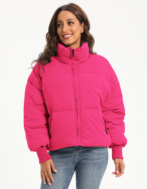 Load image into Gallery viewer, Zip Up Turtleneck Long Sleeve Puffer Jacket
