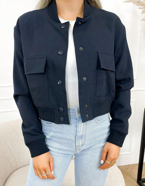 Load image into Gallery viewer, Pocketed Snap Down Baseball Collar Jacket
